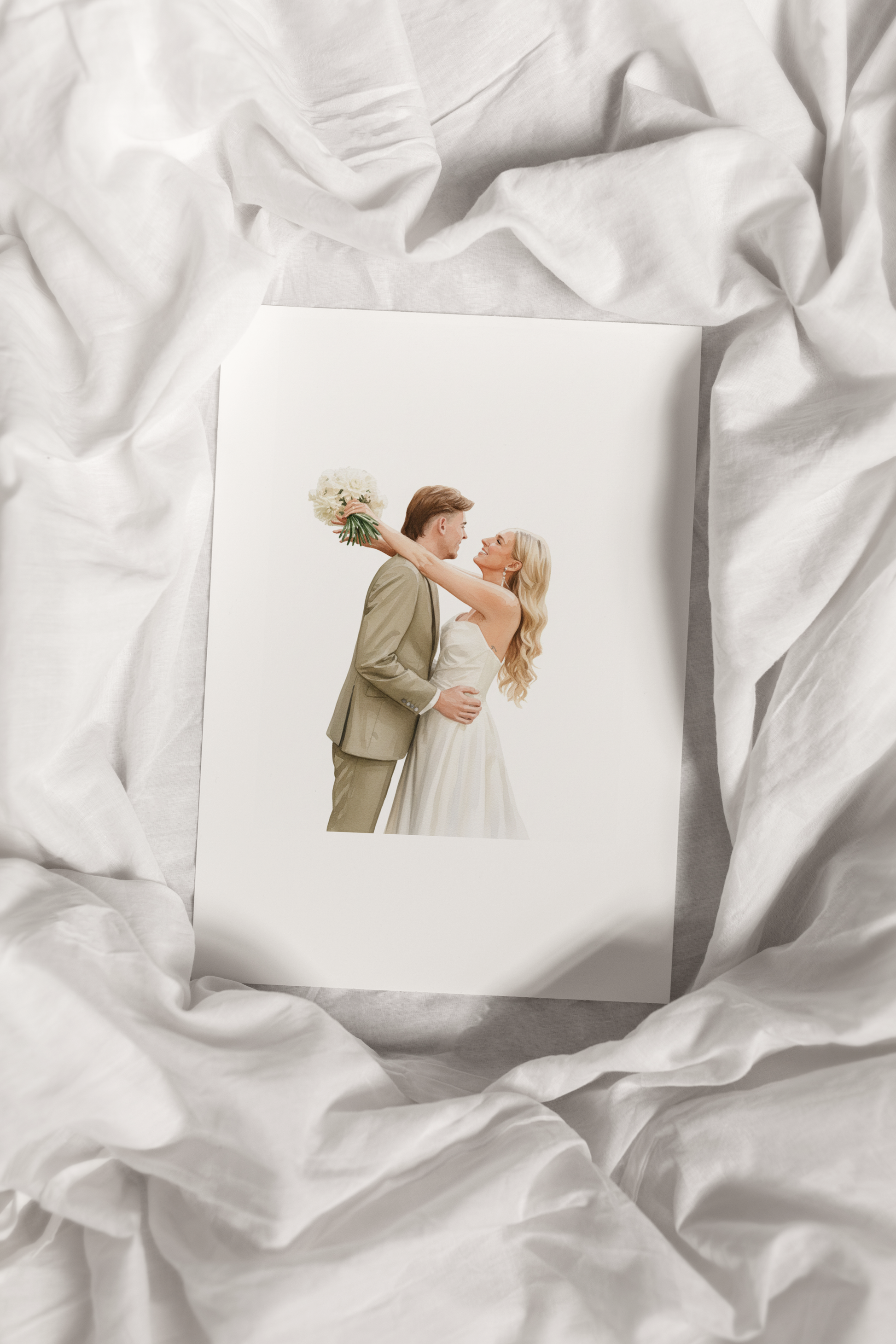 Custom watercolour family portrait of parents and child