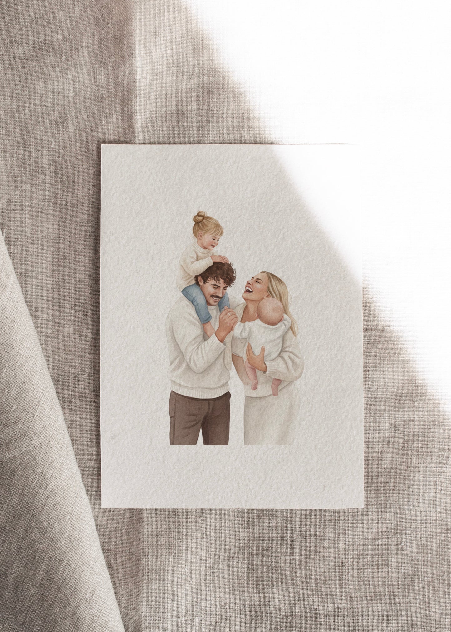 Custom watercolour family portrait from photo