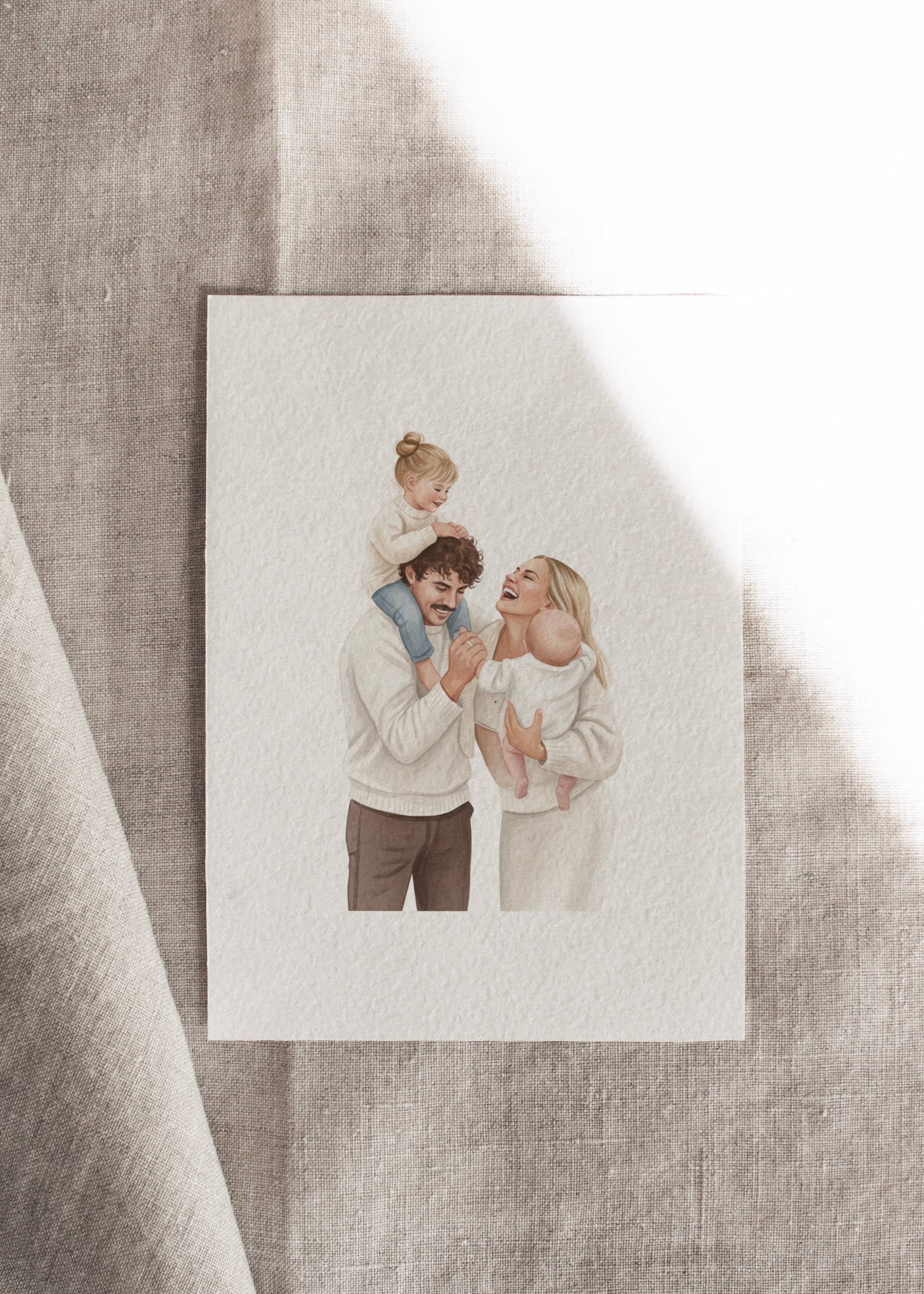 Custom watercolour family portrait from photo